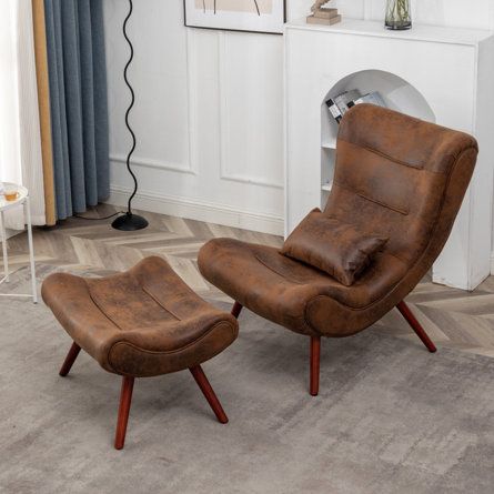 Brown Accent Chair, Leather Wingback Chair, Comfy Accent Chairs, Leather Footstool, Chair And Ottoman Set, Leather Accent Chair, Upholstered Accent Chairs, Large Chair, Bolster Cushions