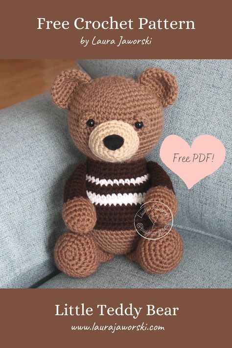 Toys Quotes, Crochet Teddy Bear Pattern Free, Amigurumi Teddy Bear, Teddy Bear Patterns Free, Bear Patterns Free, Knitting Videos Tutorials, Crochet Bear Patterns, Crochet Teddy Bear Pattern, Crochet Animals Free Patterns