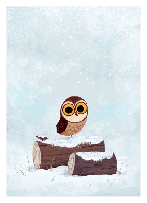 Croquis, Winter Owl Illustration, Snow Owl Illustration, Owl Cute Illustration, Snowy Owl Illustration, Snow Owl Drawing, Snow Illustration Winter, Owl Illustration Cute, Owl Illustration Art