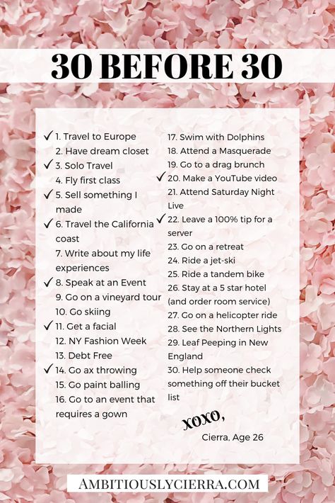 30 Goals Before 30, Before 30 Goals, 30 Countries Before 30, Bucket List Ideas Before 30, 30 For 30, 35 Things To Do Before 35, 30 Under 30 Bucket List, To Do Before 30, 20 Before 20 List