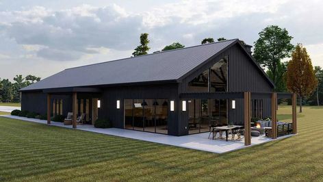 Asma Kat, Barn Plan, Barn House Design, Barndominium Plans, Barn Style House Plans, Black Barn, Barndominium Floor Plans, Casa Container, Barn Style House