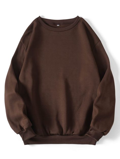 Coffee Brown Casual  Long Sleeve Polyester Plain Pullovers Embellished Slight Stretch Fall/Winter Women Sweatshirts Casual Minimalist Outfit, Brown Crewneck, Chic Fall Fashion, Brown Sweatshirt, Sports Sweatshirts, Casual Sport, Round Neck Sweaters, Fall Fashion Outfits, Fall Sweaters