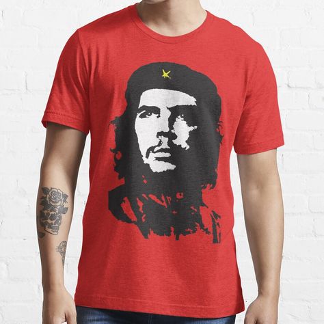 Slim fit and lightweight soft jersey t-shirt with double-needle hems for durability. Solid colors are 100% cotton, heather colors are cotton blend. Range of colors available, with the option to print on front or back. Sizes from S-3XL, suitable for men and women. High quality Ernesto Che Guevara T-shirt. Aside from a shirt, this print also makes a great Che Guevara Poster. Che Guevara is famous for his part in the Cuban revolution and has become a general symbol of revolution and activism throug Che Guevara T Shirt, Cuban Revolution, Ernesto Che Guevara, Ernesto Che, Jersey T Shirt, Painting Ideas, Solid Colors, Che Guevara, Cotton Blend