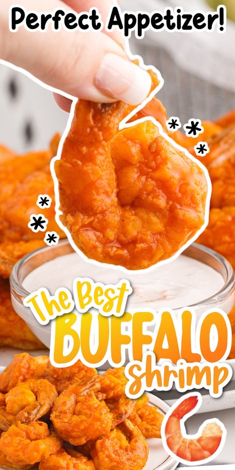 Shrimp Recipes Air Fryer, Buffalo Shrimp Recipes, Buffalo Fries, Buffalo Shrimp, Homemade Buffalo Sauce, Breaded Shrimp, Delicious Seafood Recipes, Deep Fry, Best Appetizer Recipes