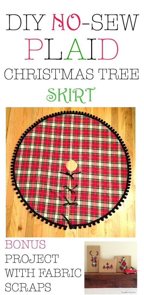 My DIY no-sew plaid Christmas tree skirt. Easy Christmas tree skirt. No-sew. Tree skirt ideas. Christmas tree skirt ideas. Plaid christmas tree skirt. Christmas. Cheap and easy DIY for Christmas. #christmas #xmas #cheap #easy #diy #craft #plaid #pompom #b Natal, Tela, Amigurumi Patterns, Christmas Diy Sewing, Diy Christmas Tree Skirt, Plaid Christmas Tree Skirt, Plaid Diy, Christmas Fabric Crafts, Cork Tree