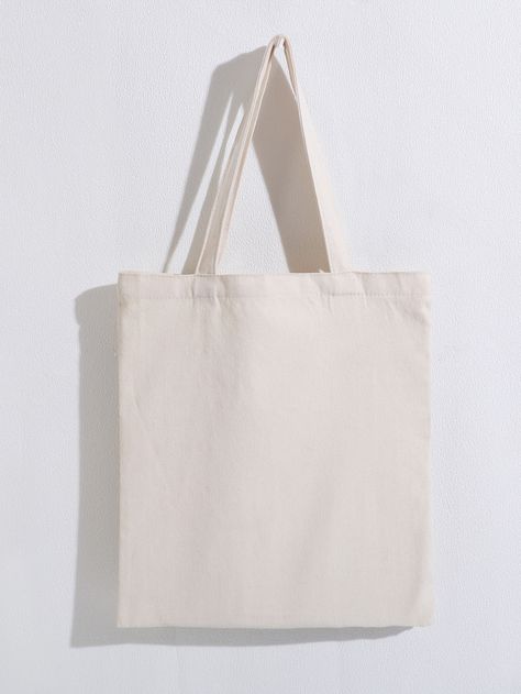 Beige    Canvas  Shopper Bag Embellished   Men Bags Tote Bag Polos Putih, Totebag Polos, Tote Bag Template, Tote Bag Plain, Plain Canvas Tote Bag, Tod Bag, Hand Painted Bags Handbags, Painted Canvas Bags, Plain Tote