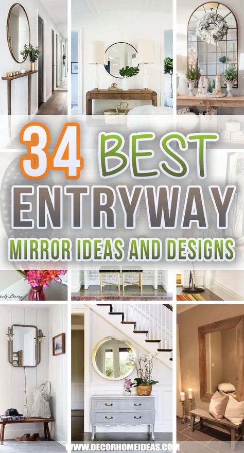 Entryway Mirror Ideas, Entrance Ideas Entryway, Entrance Table Decor, Entrance Mirror, Foyer Ideas Entryway, Small Entryway Table, Mirror Decor Ideas, Round Mirror Decor, Entryway Decor Small