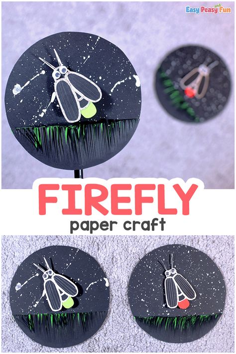 Paper Firefly Craft Firefly Paper Craft, Firefly Activities For Kids, Firefly Art For Kids, Firefly Craft For Kids, Firefly Craft Preschool, Firefly Printable, Diy Fireflies, Lightning Bug Craft, Firefly Activities