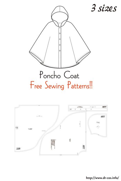 This is the pattern of a Poncho Coat. cm size(A4 size) Children's-120/Ladies'-F/Men's-F Sew Ins, Raincoat Pattern, Cloak Pattern, Poncho Pattern Sewing, Poncho Design, Poncho Coat, Coat Pattern Sewing, Free Sewing Patterns, Diy Clothes Design