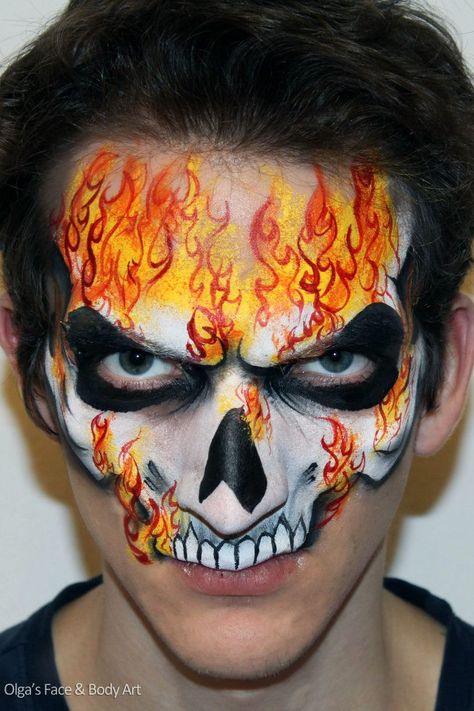 Dark rider skull face paint facepaint face painting men boys Mens Face Paint, Face Paint For Men, Superhero Makeup, Monster Face Painting, Halloween Face Paint, Skull Face Paint, Adult Face Painting, Face Painting For Boys, Scary Makeup