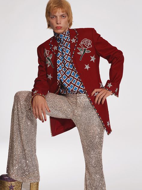 MMSCENE STYLE STORIES: Glam Rock by Nicolas Lam Croquis, Haute Couture, Glam Rock Outfit Men, Glam Rock Outfit, Glam Rock Outfits, Glam Rock Aesthetic, Look Disco, 70s Glam Rock, Glam Rock Style