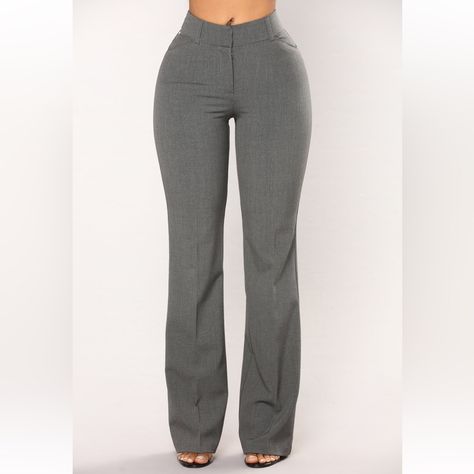 Fashion Nova High Rise Dress Pants Color Gray Size Xl New With Tags Grey Office Pants Outfit, Grey Office Pants, Business Casual Minimalist, Tan Trousers, Jumpsuits Fashion, Fashion Nova Jumpsuit, High Waisted Dress Pants, Office Pants, Tie Dye Pants