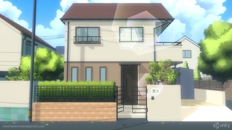 Japanese suburb (unity) — polycount House In Anime, Anime Japanese House, Japan House Modern, Japanese House Anime, Japanese Apartment Building, Japanese House Modern, Aesthetic House Exterior, Anime Houses, Modern Japanese House