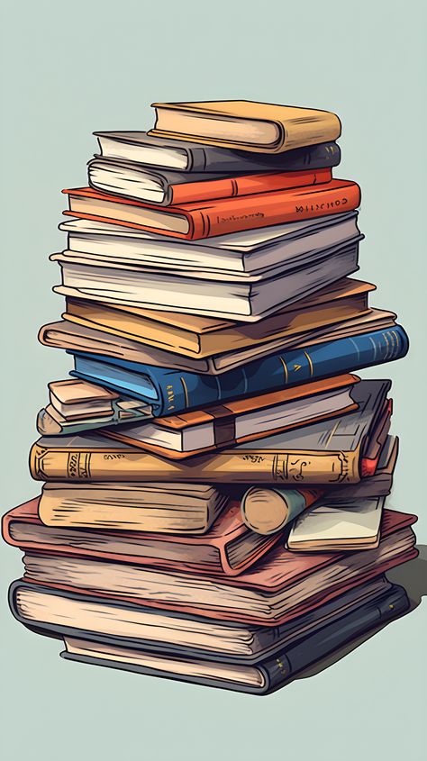 An art print showcasing a pile of books for sale, characterized by flat shading, intricate details, and muted colors Flat Shading, Literature And Art, American States, Pile Of Books, Book Background, Girly Wall Art, Image 3d, Books For Sale, Book Wallpaper