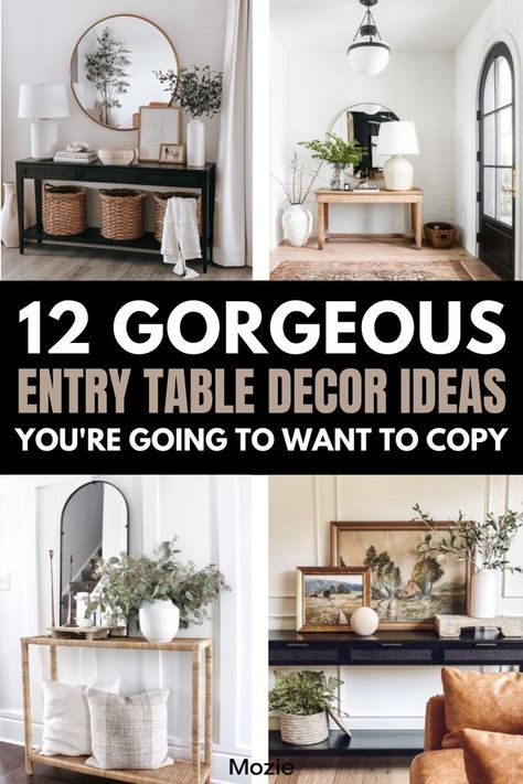 Entry Console Table Decor, Side Table Decor Living Room, Front Entry Tables, Small Entry Tables, Small Table Decor, Foyer Table Decor, Modern Entry Table, Entrance Table Decor, Entryway Table Modern