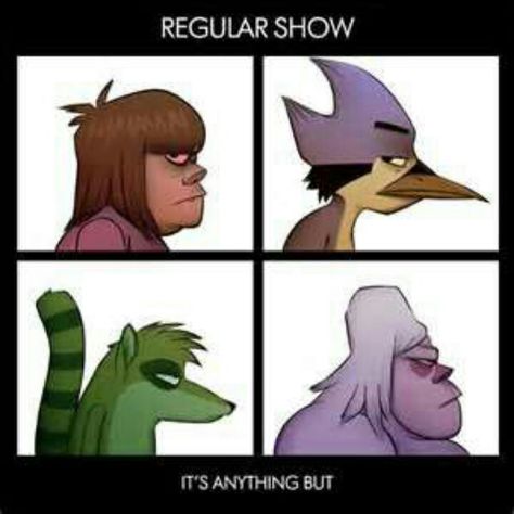 Gorillaz and regular show :) Adventure Time, Regular Show, Cartoon Network, Rigby Regular Show, Mordecai Y Rigby, Gorillaz Demon Days, Demon Days, Gorillaz, Cartoon Wallpaper