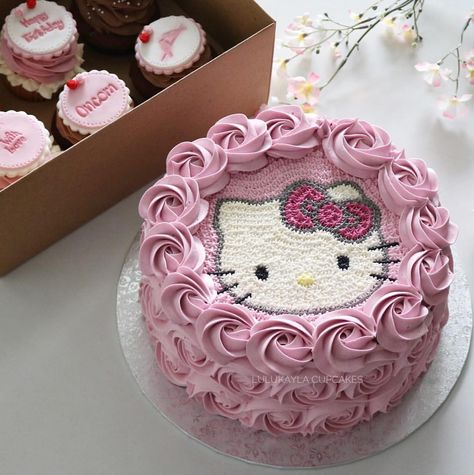 #cakes #cake #hellokitty #hellokittylk #buttercreamcake #birthdaycake #cupcakes #cakeshop #bestcake #cakejakarta #kueulangtahun #kuejakarta… Cake, Birthday, Hello Kitty, Pink, Kitty Cake, Hello Kitty Cake, Frosting, Kitty