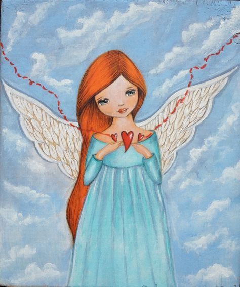 Angel Illustration, Angel Blessings, I Believe In Angels, Easy Art Projects, Painting Idea, Angels Among Us, Angel Painting, Guardian Angels, Angel Pictures