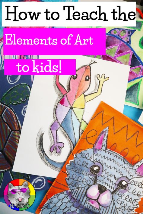 Let's dive into Teaching the Elements of Art to Kids! Teaching the elements of art to elementary school children can be a rewarding and challenging experience for educators. The elements of art are the building blocks that form the foundation of visual arts. These elements include line, shape, form, space, texture, value, and color. Elements Of Art Space, Upper Elementary Art, 7 Elements Of Art, Line Art Lesson, Elements Of Art Line, Line Art Projects, Color Art Lessons, The Elements Of Art, Classe D'art