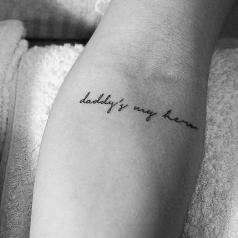 Fathers Daughter Tattoo, Father Related Tattoo, Cute Remembrance Tattoos, Father Daughter Quotes Tattoo, Meaningful Father Daughter Tattoos, Daddy And Daughter Tattoo Ideas, Tattoo Ideas For Lost Loved Ones Dads, Father Tattoos For Daughters, Tattoo Daughter And Father