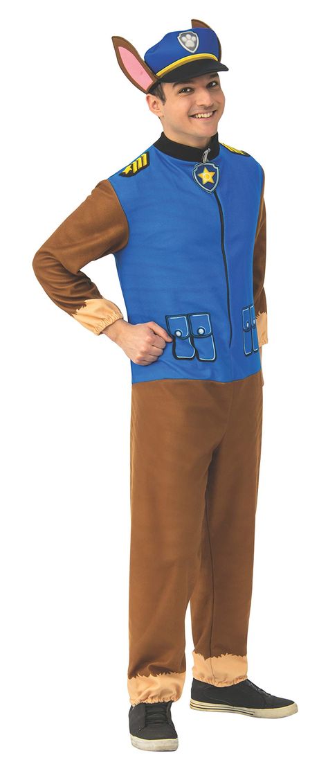Paw Patrol Adult, Chase Costume, Paw Patrol Costume, Reaction Image, Police Hat, Hat With Ears, Crazy Costumes, Jumpsuit Men, Long Jumpsuits