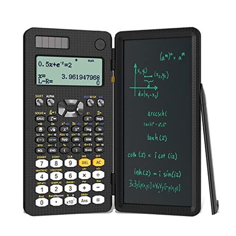 Upgraded 991ES Plus Scientific Calculator, ROATEE Professional 3-Line Display Scientific Calculators with Erasable LCD Writing Tablet, Solar Battery Power,Desktop Calculator with Notepad for School High School Supplies, Calculator Design, Scientific Calculators, Lcd Writing Tablet, Writing Area, Scientific Calculator, Fractions Decimals, Cool School Supplies, Stationary Set