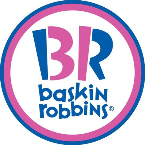 the logo of ice cream retailer Baskin-Robins also has a subtle hidden image.  The pink portions of the B and the R can also be read as the number 31.  Ice cream fans will recognize that Baskin-Robins is synonymous with the 31 different flavors of ice cream that it sells in its stores. Baskin Robbins Logo, Ice Creame, Baskin Robbins Ice Cream, Nutritional Guide, Central Kentucky, Almond Fudge, Ice Cream Logo, Birthday Freebies, Popular Logos