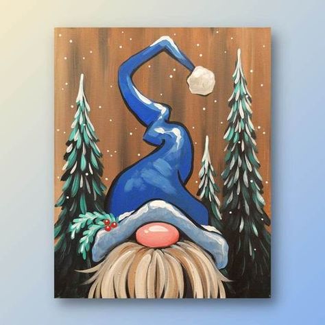 Gnome Paint, Gnome Pictures, Christmas Paintings On Canvas, Nordic Gnomes, Christmas Rock, Holiday Painting, Christmas Canvas, Gnomes Crafts, Christmas Drawing