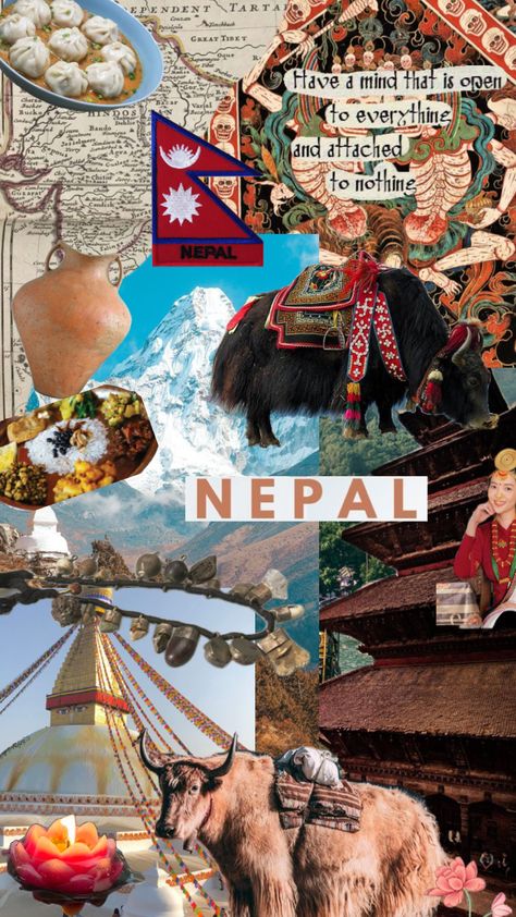 3rd travelboard- NEPAL 🇳🇵 #travelboard #travel #nepal #asia #wallpaper #vibes #nature #travelcore #vibes #journey #reiseshuffles #travelshuffles Nature, Asia Wallpaper, Nepal Food, Wallpaper Vibes, Nepal Art, Travel Nepal, Nepal Culture, Travel Collage, Travel Infographic