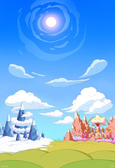 Tumblr, Adventure Time Backgrounds, Adventure Time Scenery, Adventure Time Landscape, Adventure Time Background, Lock Screen Photo, Pendleton Ward, Time Wallpaper, Wallpaper Sun