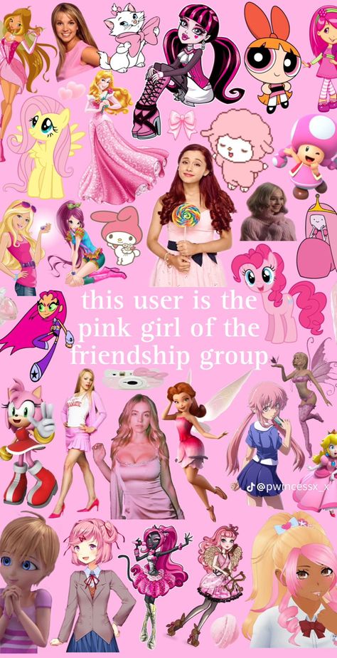 Tumblr, Group Of Four Cartoon Characters, Pink Characters Cartoon, Pink Friends Aesthetic, The Pink Character, Literally Me Characters, Pink Cartoon Aesthetic, Self Insert Oc, Pink Characters