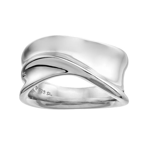 RING DETAILS Width: .39 in. Metal: rhodium-plated sterling silver  Size: 5. Color: Grey. Gender: female. Age Group: adult. Metal Cuff Bracelet, Sterling Silver Promise Rings, Best Friend Jewelry, Wave Ring, Right Hand Rings, Wave Design, Couple Rings, Silver Pendants, 925 Sterling Silver Jewelry