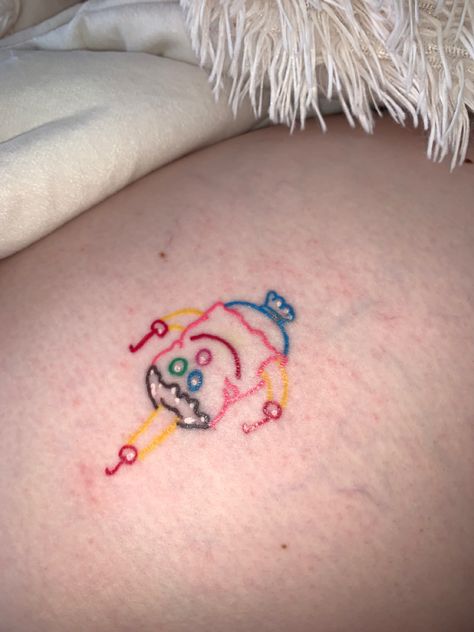 Goofy Goober Ice Cream Tattoo, Spongebob Goofy Goober Tattoo, Spongebob Ice Cream Tattoo, Goofy Goober Sundae Tattoo, Veggie Tales Tattoo, Nostalgia 2000s Tattoo, Cloudy With A Chance Of Meatballs Tattoo, Goofy Small Tattoos, Silly Goofy Tattoos