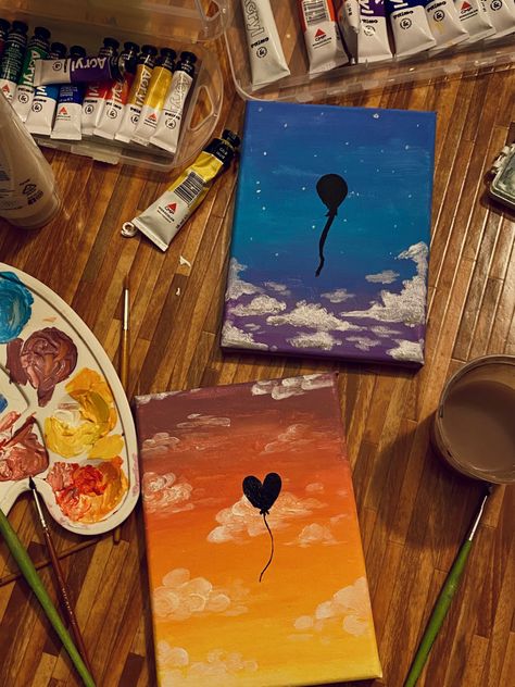 cute date night idea #painting #date #datenight #dateideas #aesthetic Cute Couple Things To Paint, Ldr Painting Ideas, Things To Paint For Your Boyfriend Gift, Canvas Painting Idea For Best Friend, Diy Painting Date Night, Paintings About Love Easy, Sibling Canvas Painting Ideas, Easy Date Night Painting Ideas, Easy Canvas Painting For Couples