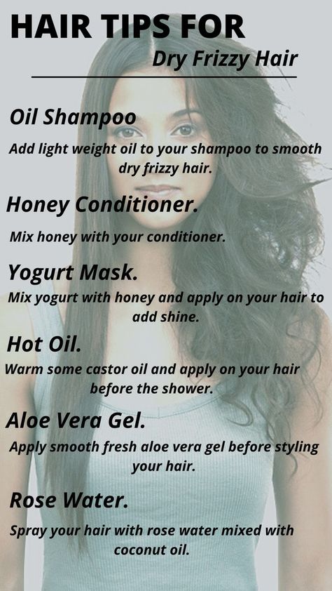 tips for dry frizzy hair Tips For Dry Hair, Tiktok Hairstyles, Frizzy Wavy Hair, Frizzy Hair Tips, Caring For Frizzy Hair, Homemade Hair Treatments, Dry Frizzy Hair, Frizzy Curly Hair, Dry Hair Care