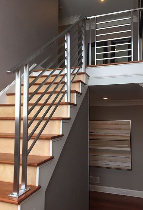 Residential Steel Railings | Metal Rails | Hudson Custom Fabrication Stainless Handrail, Reling Design, Stainless Steel Stair Railing, Steel Stairs Design, Steel Grill Design, Stainless Steel Staircase, Stair Designs, Case Minecraft, Steel Railing Design