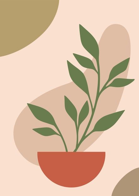 Abstract minimalistic plant in a pot Pots Drawing, Painting Plants, Plant In A Pot, Plants In Pots, Paint Inspo, Sip N Paint, Logo Psd, Technology Icon, Plant Painting