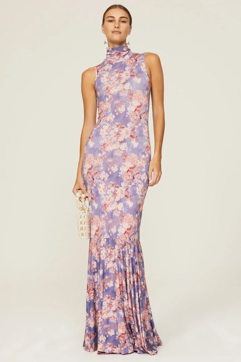 Brigitta Gown by CAROLINE CONSTAS for $69 | Rent the Runway Floral Dress Wedding Guest, Lila Dress, Black Tie Attire, Runway Gowns, Caroline Constas, Trumpet Skirt, Floral Gown, Rent The Runway, Wedding Guest Dresses