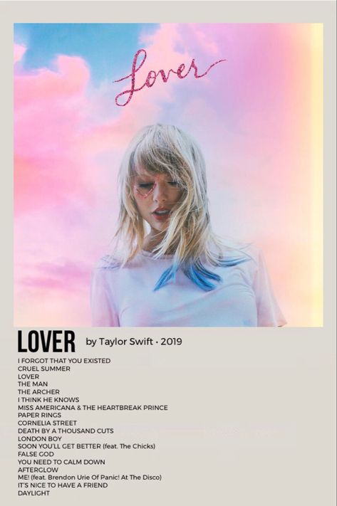 Lover By Taylor Swift, Polaroid Album Poster, Taylor Swift Album Cover, Polaroid Album, Lover Album, Minimalist Music, Taylor Swift Lover, Taylor Songs, Music Poster Ideas