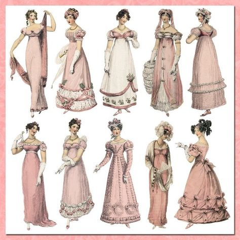 Istoria Modei, Empire Silhouette, Regency Gown, Regency Era Fashion, Regency Dress, Regency Fashion, 19th Century Fashion, Regency Era, Historical Costume