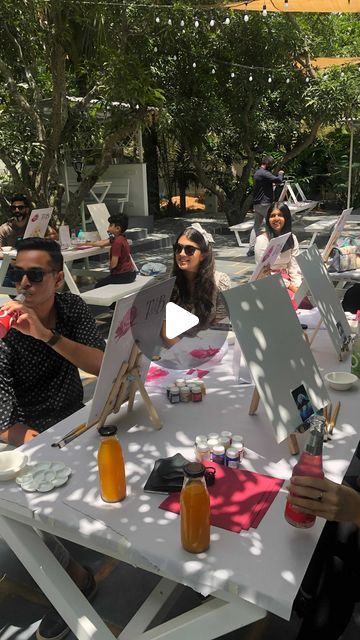 Paint Bar on Instagram: "We hosted a Sip and Paint brunch! ✨ And then ofcourse got all of them to dance! Join us for our next workshop! Book your tickets on www.paintbarblr.com or at discounted prices from @thewhiteboxco.in Venue : @farmhousesocial Food and beverages : @obecocktails @sunfeastbakedcreations Video : @virtuoso_media" Paint And Sip Videos, Sip And Paint, Paint Bar, Sip N Paint, Painting Workshop, Paint And Sip, Join Us, Bar, Paint