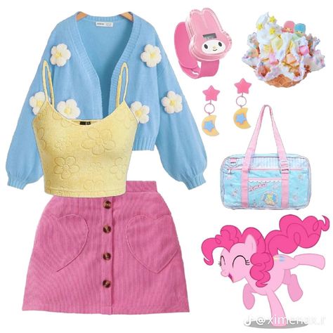 Rainbow Kawaii Outfit, Cat Valentine Inspired Outfits, Pastel Rainbow Aesthetic Outfit, Chi Core Aesthetic, Bubblegum Core Aesthetic Outfit, Age Reggresion Outfits, Lovecore Aesthetic Outfit, Cute Pastel Clothes, Cute Pastel Outfit