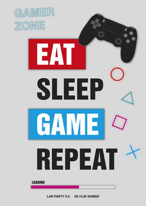 Poster for a LAN party #poster #gamer #gaming #playstation #lan #lanparty #gamerparty #gamingdesign #design #illustrator #graphic #graphicdesign #graphicdesigner Playstation Poster, Playstation Party, Poster Gaming, Games Poster, Eat Sleep Game Repeat, Lan Party, Gaming Posters, Gaming Wallpapers, A4 Poster