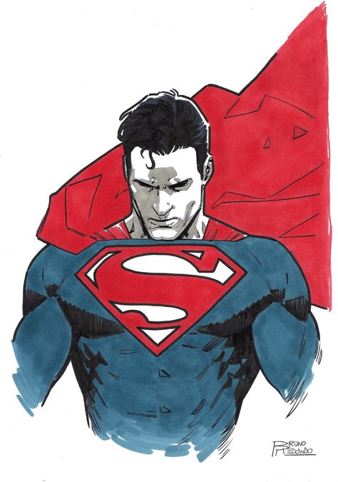 Super Man Comic Art, Bruno Redondo Art, Superman Art Drawing, Superman Anime, Superman Sketch, Superman Comic Art, Superman Design, Sick Artwork, Superman Drawing