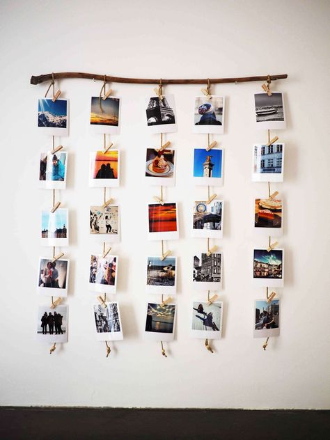 29 Best Travel Inspired Home Decor Ideas and Designs for 2020 Hanging Polaroids, Reka Bentuk Dalaman, Polaroid Wall, Photo Deco, Hemma Diy, Room Decor Diy, Hiasan Bilik, Design Del Prodotto, Diy Photo