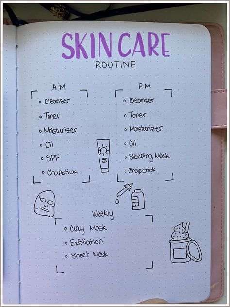 Breathe life into lackluster skin with the creativity of our skincare routine. Kad Nama, Haut Routine, Organizator Grafic, Skin Care Routine Order, Creating A Bullet Journal, Bullet Journal Mood Tracker Ideas, Bullet Journal Paper, Bulletin Journal Ideas, Basic Skin Care Routine