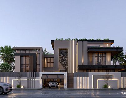 Modern Exterior Wall Design, G+2 Exterior Design, Villa Elevation Modern Luxury, Bungalow Compound Wall Design, House Compound Wall Design, Modern Bungalow Exterior Design, Compound Wall Design Architecture, Residential Exterior Design, Villa House Design