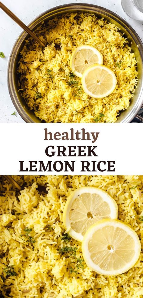 Greek Lemon Rice, Recipes Greek, Rice Side Dish Recipes, Greek Dinners, Recipes Rice, Dinners Easy, Rice Side, Easy Mediterranean Diet Recipes, Rice Side Dishes