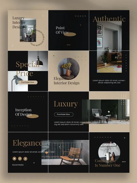 Instagram Grid Layout, Instagram Grid Design, Inmobiliaria Ideas, Instagram Design Layout, Interior Design Instagram, Instagram Puzzle Template, Instagram Branding Design, Social Media Branding Design, 포트폴리오 레이아웃