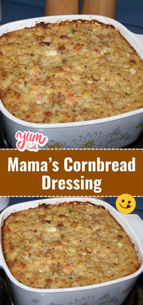 Experience the love and tradition of Mama's Cornbread Dressing. This classic side dish is a must-have for holiday feasts. #CornbreadDressing #SouthernCooking #FamilyRecipe Thanksgiving Dinner Recipes Traditional, Easy Cornbread Dressing, Soul Food Cornbread Dressing, Turkey Dressing Recipe, Homemade Cornbread Dressing, Thanksgiving Dinner For Two, Cornbread Stuffing Recipes, Dressing Recipes Thanksgiving, Traditional Thanksgiving Dinner